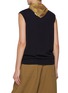 Back View - Click To Enlarge - FAFAMOON - Sleeveless Cotton Knit Polo Vest with Triangular Scarf