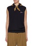 Main View - Click To Enlarge - FAFAMOON - Sleeveless Cotton Knit Polo Vest with Triangular Scarf