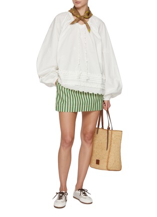 Figure View - Click To Enlarge - FAFAMOON - Embroidered Drawstring Pullover Cotton Shirt