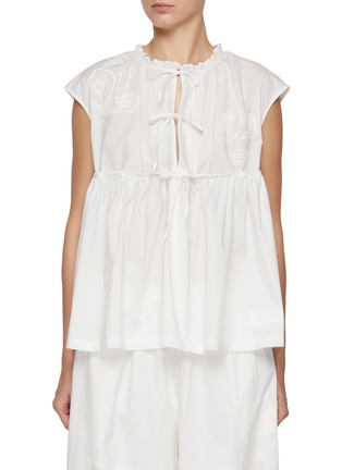 Main View - Click To Enlarge - FAFAMOON - Cut Out Cotton Waistcoat