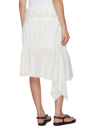 Back View - Click To Enlarge - FAFAMOON - Draped Tiered Cotton Midi Skirt