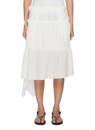 Main View - Click To Enlarge - FAFAMOON - Draped Tiered Cotton Midi Skirt