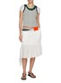 Figure View - Click To Enlarge - FAFAMOON - Draped Tiered Cotton Midi Skirt