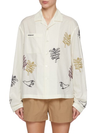 Main View - Click To Enlarge - FAFAMOON - Sheer Embroidered Cotton Shirt