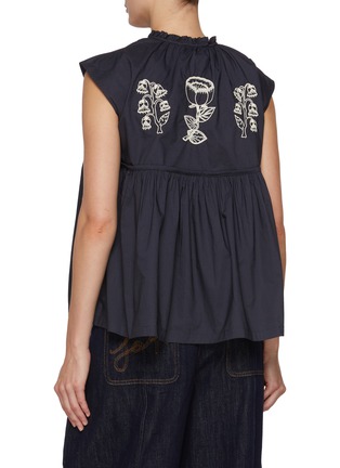 Back View - Click To Enlarge - FAFAMOON - Embroidered Lace Up Cotton Sleeveless Shirt