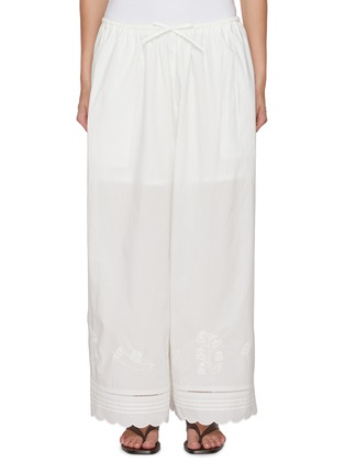 Main View - Click To Enlarge - FAFAMOON - Embroidered Patchwork Cotton Wide Leg Pants