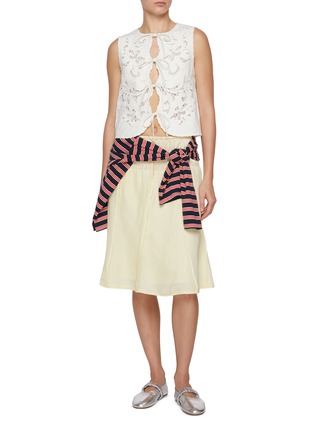 Figure View - Click To Enlarge - FAFAMOON - Sheer Nylon Drawstring Midi Skirt