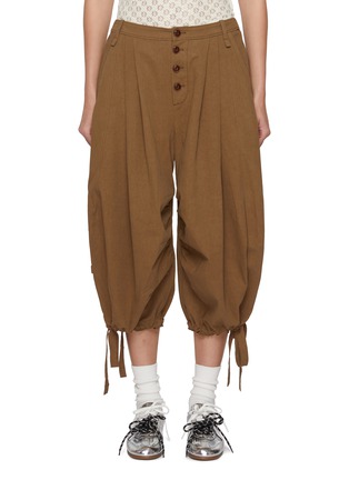 Main View - Click To Enlarge - FAFAMOON - Pleated Drawstring Hem Cargo Pants