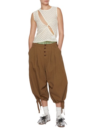 Figure View - Click To Enlarge - FAFAMOON - Pleated Drawstring Hem Cargo Pants