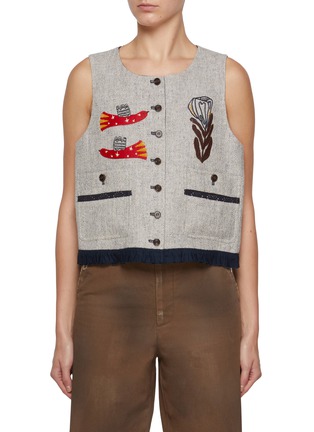 Main View - Click To Enlarge - FAFAMOON - Reversible Embroidered Waistcoat