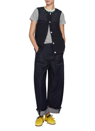 Figure View - Click To Enlarge - FAFAMOON - Patchwork Denim Lantern Pants