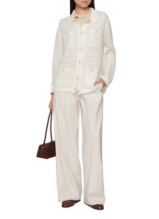 Figure View - Click To Enlarge - CRUSH COLLECTION - Velvet Pointelle Lapel Cardigan