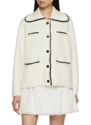 Main View - Click To Enlarge - CRUSH COLLECTION - Contrast Trim Button Up Jacket