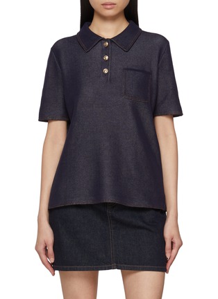 Main View - Click To Enlarge - CRUSH COLLECTION - Denim Look Polo Shirt