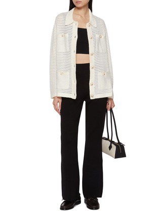 Figure View - Click To Enlarge - CRUSH COLLECTION - High Rise Flared Knit Pants