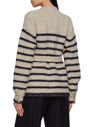 Back View - Click To Enlarge - CRUSH COLLECTION - Tweed Striped V-Neck Cardigan