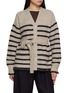 CRUSH COLLECTION Tweed Striped V-Neck Cardigan