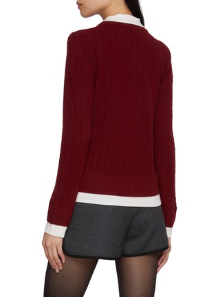 Back View - Click To Enlarge - CRUSH COLLECTION - Colourblock Cable Knit Polo Sweater
