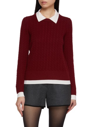 Main View - Click To Enlarge - CRUSH COLLECTION - Colourblock Cable Knit Polo Sweater