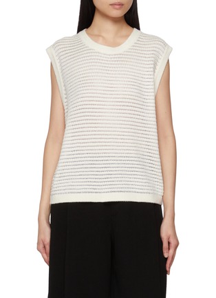 Main View - Click To Enlarge - CRUSH COLLECTION - Velvet Pointelle Round Neck Vest