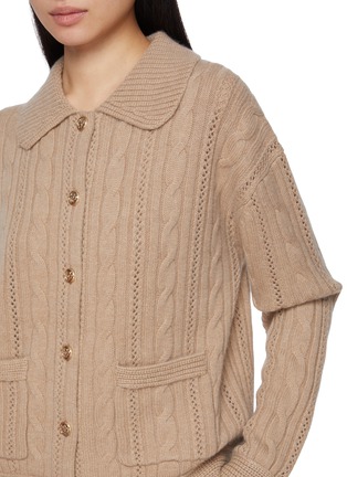 - CRUSH COLLECTION - Cable Knit Pointelle Lapel Wool Cashmere Cardigan