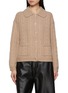Main View - Click To Enlarge - CRUSH COLLECTION - Cable Knit Pointelle Lapel Wool Cashmere Cardigan