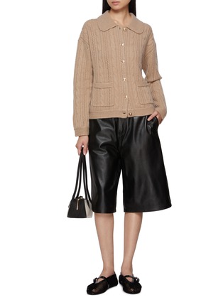 Figure View - Click To Enlarge - CRUSH COLLECTION - Cable Knit Pointelle Lapel Wool Cashmere Cardigan