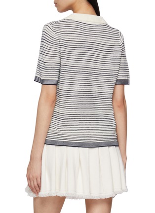 Back View - Click To Enlarge - CRUSH COLLECTION - Striped Wool Polo Shirt
