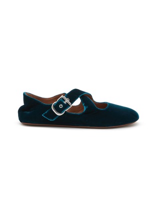 Main View - Click To Enlarge - ALAÏA - Criss Cross Velvet Ballerina Flats
