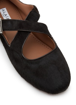 Detail View - Click To Enlarge - ALAÏA - Criss Cross Pony Hair Ballerina Flats