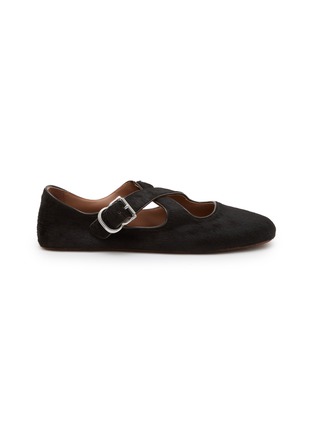 Main View - Click To Enlarge - ALAÏA - Criss Cross Pony Hair Ballerina Flats