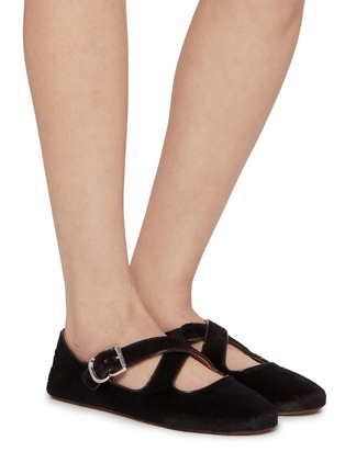 Figure View - Click To Enlarge - ALAÏA - Criss Cross Pony Hair Ballerina Flats