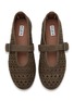 Detail View - Click To Enlarge - ALAÏA - La Ballerine Suede Mesh Mary Jane Flats