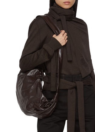 Figure View - Click To Enlarge - LEMAIRE - Medium Soft Croissant Paper Leather Crossbody Bag