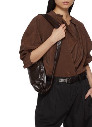 Figure View - Click To Enlarge - LEMAIRE - Small Soft Croissant Paper Leather Crossbody Bag