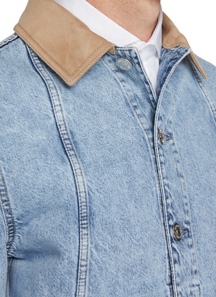  - BRUNELLO CUCINELLI - Contrast Collar Light Wash Denim Jacket