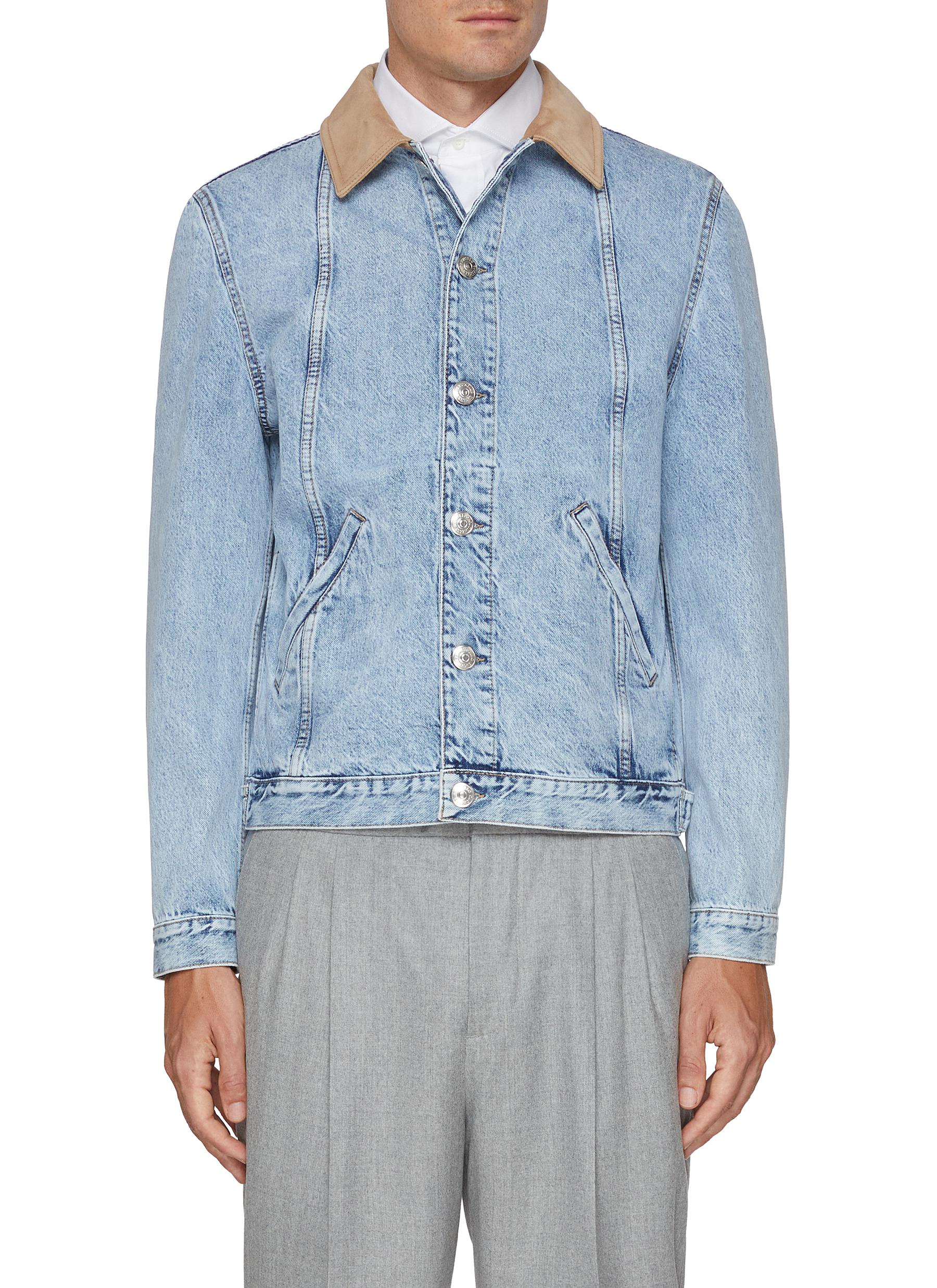 BRUNELLO CUCINELLI | Contrast Collar Light Wash Denim Jacket