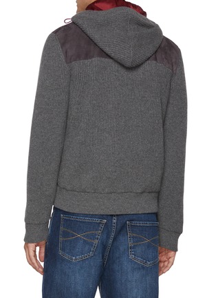 Back View - Click To Enlarge - BRUNELLO CUCINELLI - Padded Cashmere Knit Sleeve Leather Jacket