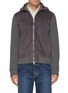 Main View - Click To Enlarge - BRUNELLO CUCINELLI - Padded Cashmere Knit Sleeve Leather Jacket