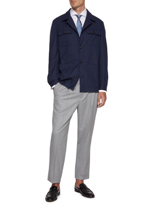 Figure View - Click To Enlarge - BRUNELLO CUCINELLI - Spread Collar Cotton Shirt