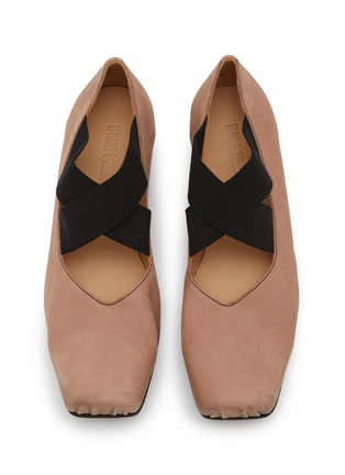 Detail View - Click To Enlarge - UMA WANG - Crisscross Elastic Band Leather Ballerina Flats