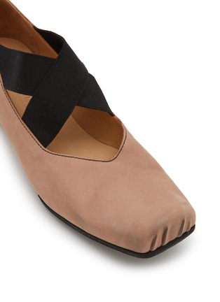 Detail View - Click To Enlarge - UMA WANG - Crisscross Elastic Band Leather Ballerina Flats