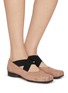 Figure View - Click To Enlarge - UMA WANG - Crisscross Elastic Band Leather Ballerina Flats