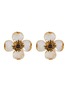 Main View - Click To Enlarge - GOOSSENS - Trèfle 24K Gold Natural Rock Crystal Garnet Clip Earrings