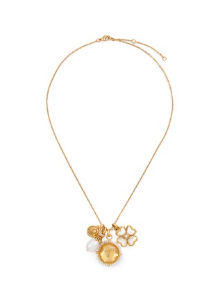 Main View - Click To Enlarge - GOOSSENS - Trèfle Rock Crystal Pearl Charm Necklace
