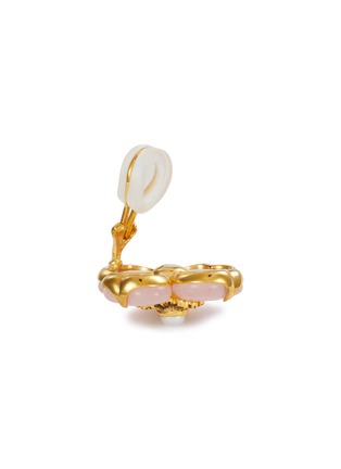 Detail View - Click To Enlarge - GOOSSENS - Trèfle 24K Gold Natural Rose Quartz Clip Earrings
