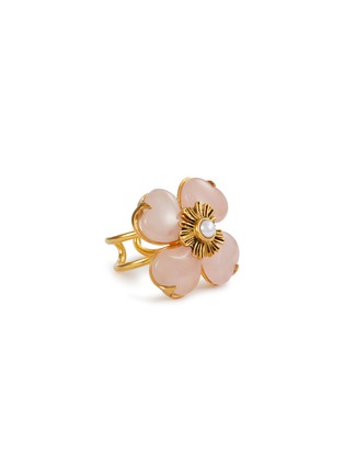 Main View - Click To Enlarge - GOOSSENS - Trèfle 24K Gold Plated Quartz Pearl Ring