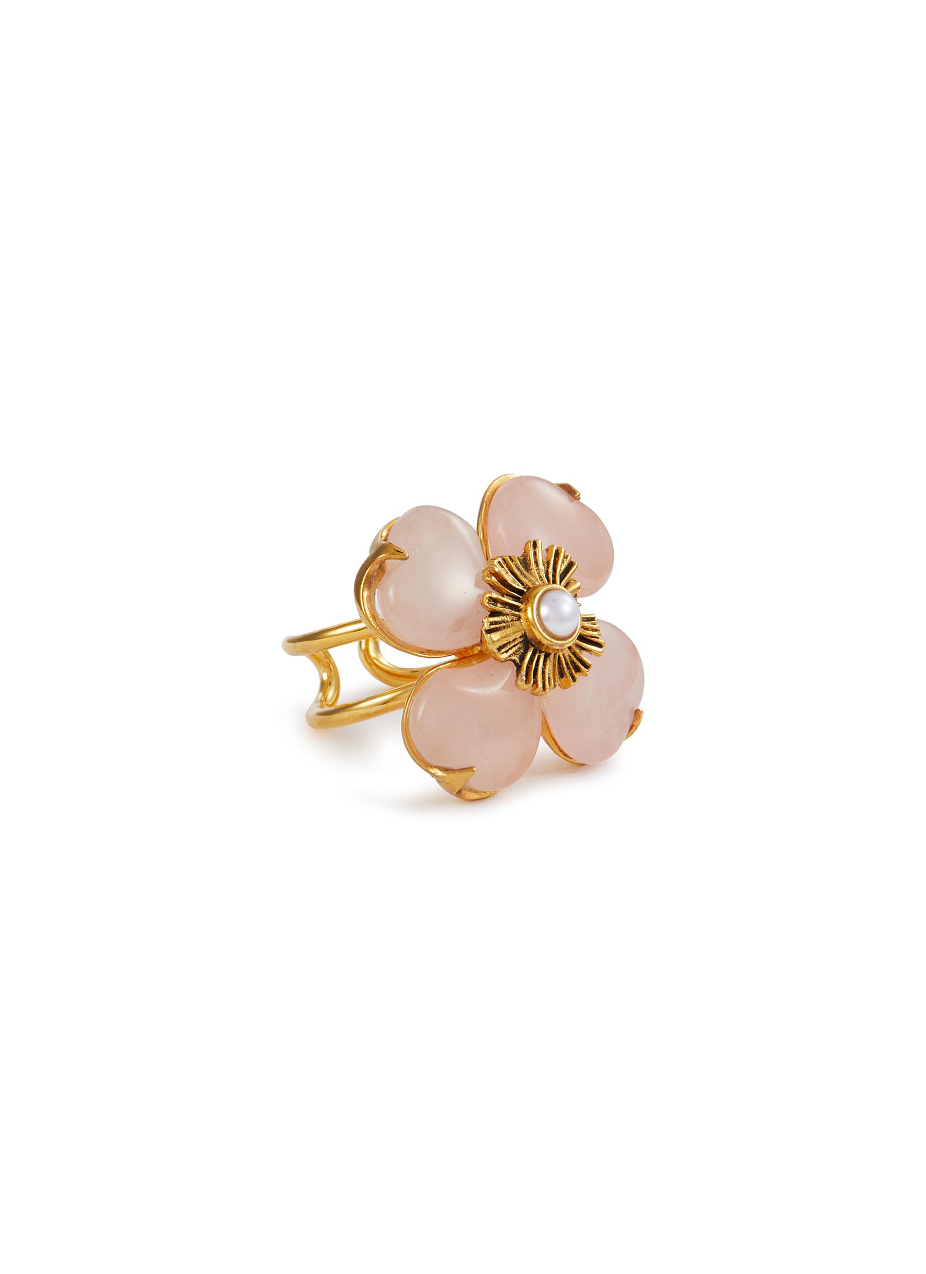 GOOSSENS | Trèfle 24K Gold Plated Quartz Pearl Ring | Women
