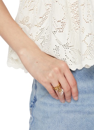 Figure View - Click To Enlarge - GOOSSENS - Coeur Précieux Mobile 24K Gold Plated Natural Crystal Ring