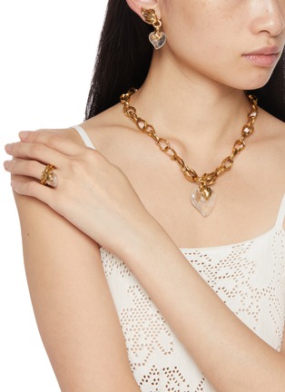 Front View - Click To Enlarge - GOOSSENS - Coeur Précieux 24K Gold Natural Crystal Necklace